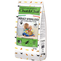 Сухой корм для стерилизованных кошек Chat&Chat Expert Premium с белым мясом птицы 14 кг