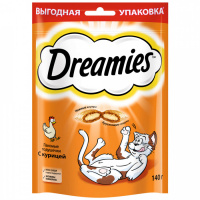 Лакомство Dreamies подушечки для кошек, с курицей, 140 г