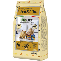 Сухой корм для взрослых кошек Chat&Chat Expert Premium с курицей и горохом 900 г