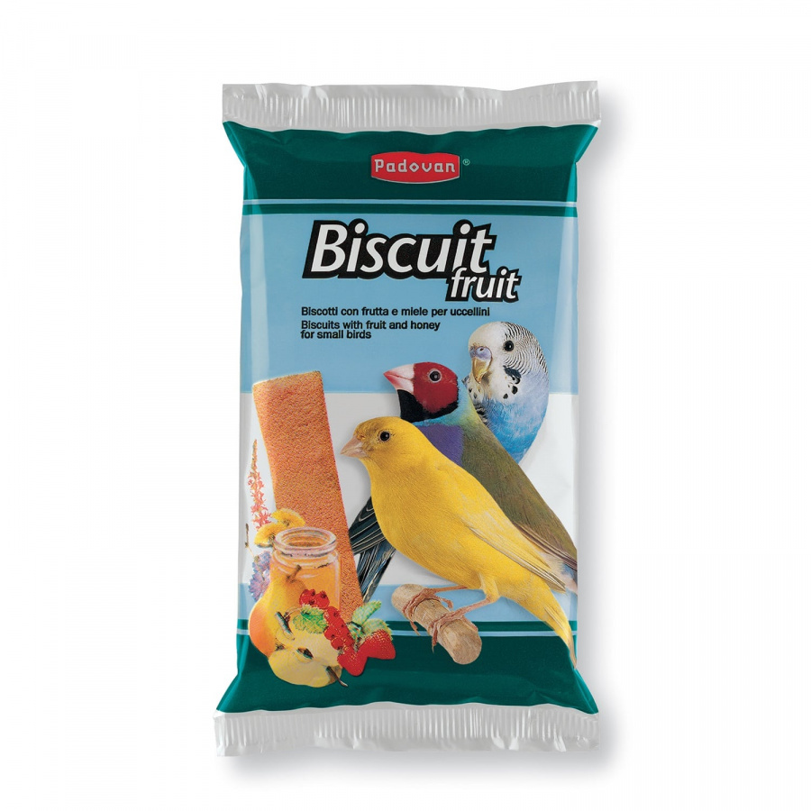 Лакомство для маленьких птиц Padovan Biscuit Fruit бисквиты со злаками, яйцом и фруктами, 30 г