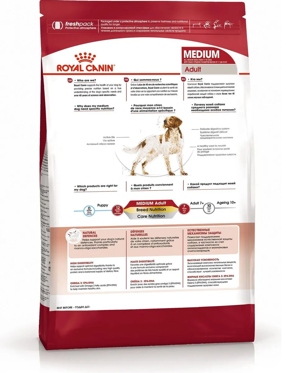 Сухой корм для собак средних пород (весом от 11 до 25 кг) Royal Canin MEDIUM Adult 3 кг