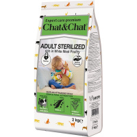 Сухой корм для стерилизованных кошек Chat&Chat Expert Premium с белым мясом птицы 2 кг