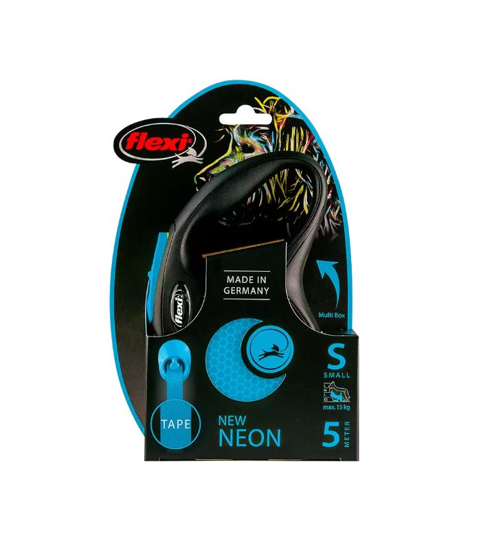 Поводок-рулетка для собак весом до 15 кг Flexi New Neon лента, 5 м